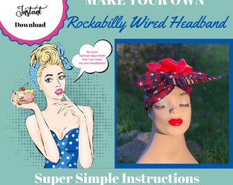 Rockabilly Wired Headband DIY Instructions | 1950s | 1960s | Easy to Make | Retro | Vintage Style | Instant PDF Download
