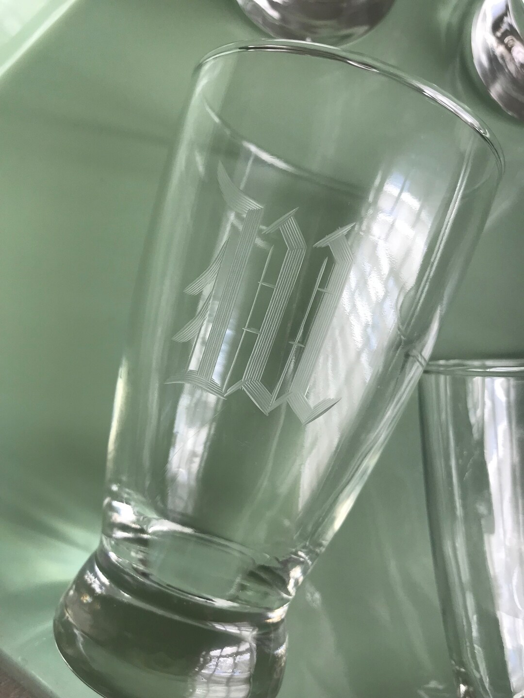 Vintage Monogrammed Highball Glasses Etsy