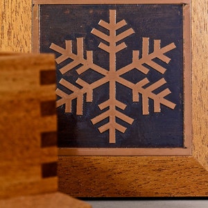 Snowflake Jewelry Valet Keepsake Box in Mahogany with Copper Inlay image 2