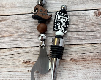 Beaded Wine Stopper and Bottle Opener Set | Wizard Inspired Bar Accessories