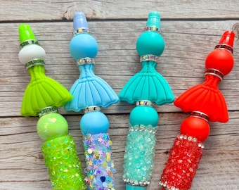 Bolígrafo con cuentas para vestido / Papelería glamurosa y a la moda / Accesorio de escritorio brillante