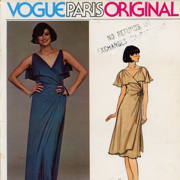 70s Vogue 1424 Designer Chloe Misses' Evening Dress Sewing Pattern CUT