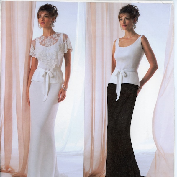 00s Vogue 2776 Designer Badgley Mischka Capelet, Top, Belt & Skirt Sewing Pattern UNCUT