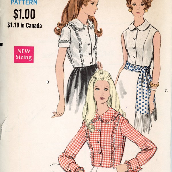 70s Vogue 7729 Misses' Blouse in Three Versions Sewing Pattern CUT