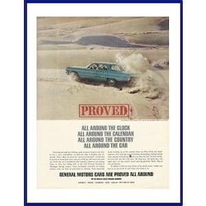 CHEVROLET IMPALA AUTOMOBILE Original 1964 Vintage Extra Large Color Print Anúncio - &quot;Os carros da General Motors são comprovados em todos os lugares&quot;