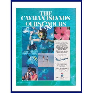 CAYMAN ISLANDS / Cayman Airways Original 1994 Vintage Color Print Anuncio - &quot;Las Islas Caimán Ours & Yours&quot;