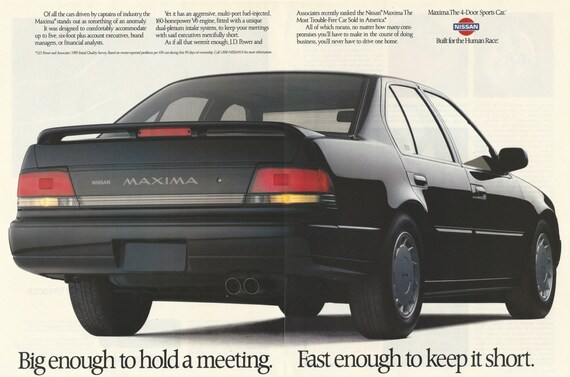 Nissan Maxima Automobile Original 1990 Vintage Color Print Etsy
