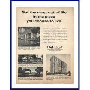 HOTPOINT / GENERAL ELECTRIC Company Original 1968 Vintage Extra Large Print Advertisement - Florida All Electric Apartment Buildings