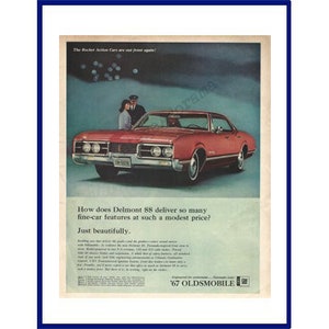 1967 OLDSMOBILE DELMONT 88 Automobile Original 1966 Vintage Extra Large Print Advertisement &quot;The Rocket Action Cars Are Out Front Again!&quot;