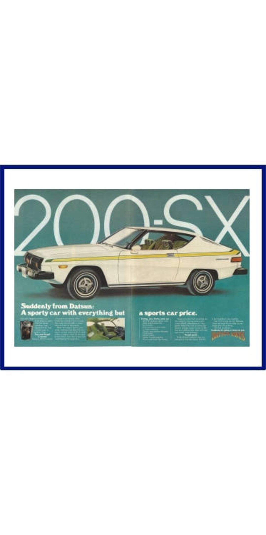 DATSUN 200-SX Automobile Original 1976 Vintage Color Print Ad