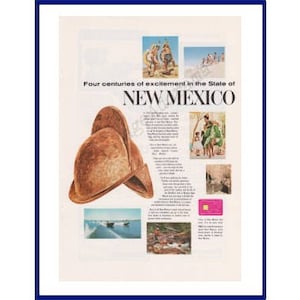 NEW MEXICO Original 1966 Vintage Color Print Advertisement - "Four Centuries Of Excitement In The State Of New Mexico" Spanish Helmet