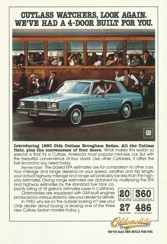 1980 OLDSMOBILE CUTLASS BROUGHAM Automobile Original 1979 Vintage Print Ad cutlass Watchers Look Again. We ve Had A 4 door Built for You Etsy