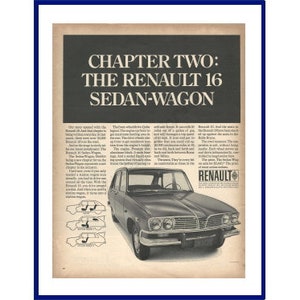RENAULT 16 Sedan-Wagon Automobile Original 1968 Vintage Extra Large Black & White Print Advertisement - French Car