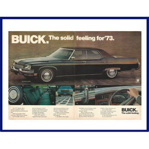 1973 BUICK ELECTRA 225 LIMITED Automobile Original 1972 Vintage Extra Large Print Advertisement &quot;Buick. The Solid Feeling For &#39;73.&quot;