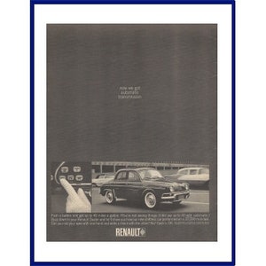 RENAULT AUTOMOBILE Original 1963 Vintage Extra Large Black & White Print Advertisement - French Car "Now We Got Automatic Transmission"