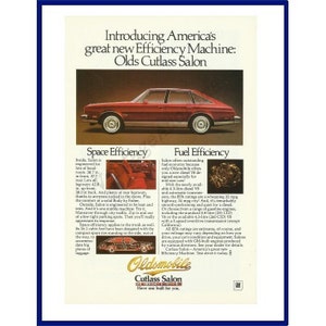 1979 OLDSMOBILE CUTLASS SALON Automobile Original 1978 Vintage Print Color Print Ad - &quot;Introducing America&#39;s Great New Efficiency Machine&quot;