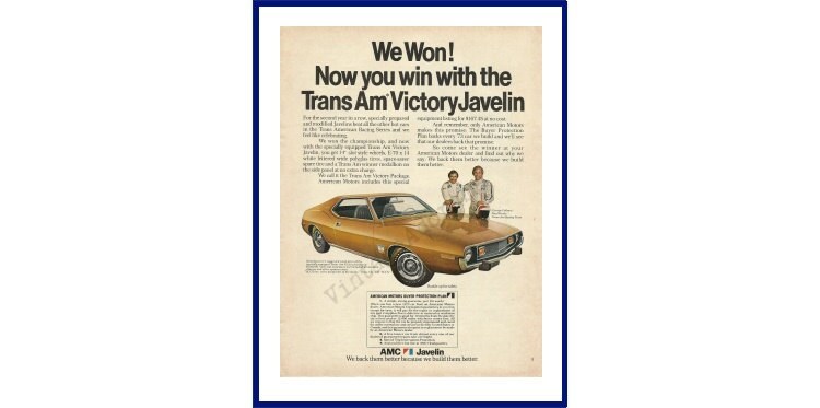 1973 AMC JAVELIN Automobile Original 1972 Vintage Color Print