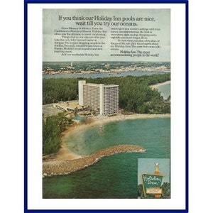 HOLIDAY INN Original 1974 Vintage Color Print Ad - Nassau Hotel &quot;If You Think Our Holiday Inn Pools Are Nice, Wait Till You Try Our Oceans.&quot;