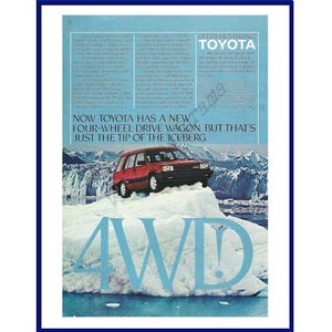 TOYOTA TERCEL 4WD Original 1983 Vintage Color Print Advertisement "But That's Just The Tip Of The Iceberg." Red Station Wagon
