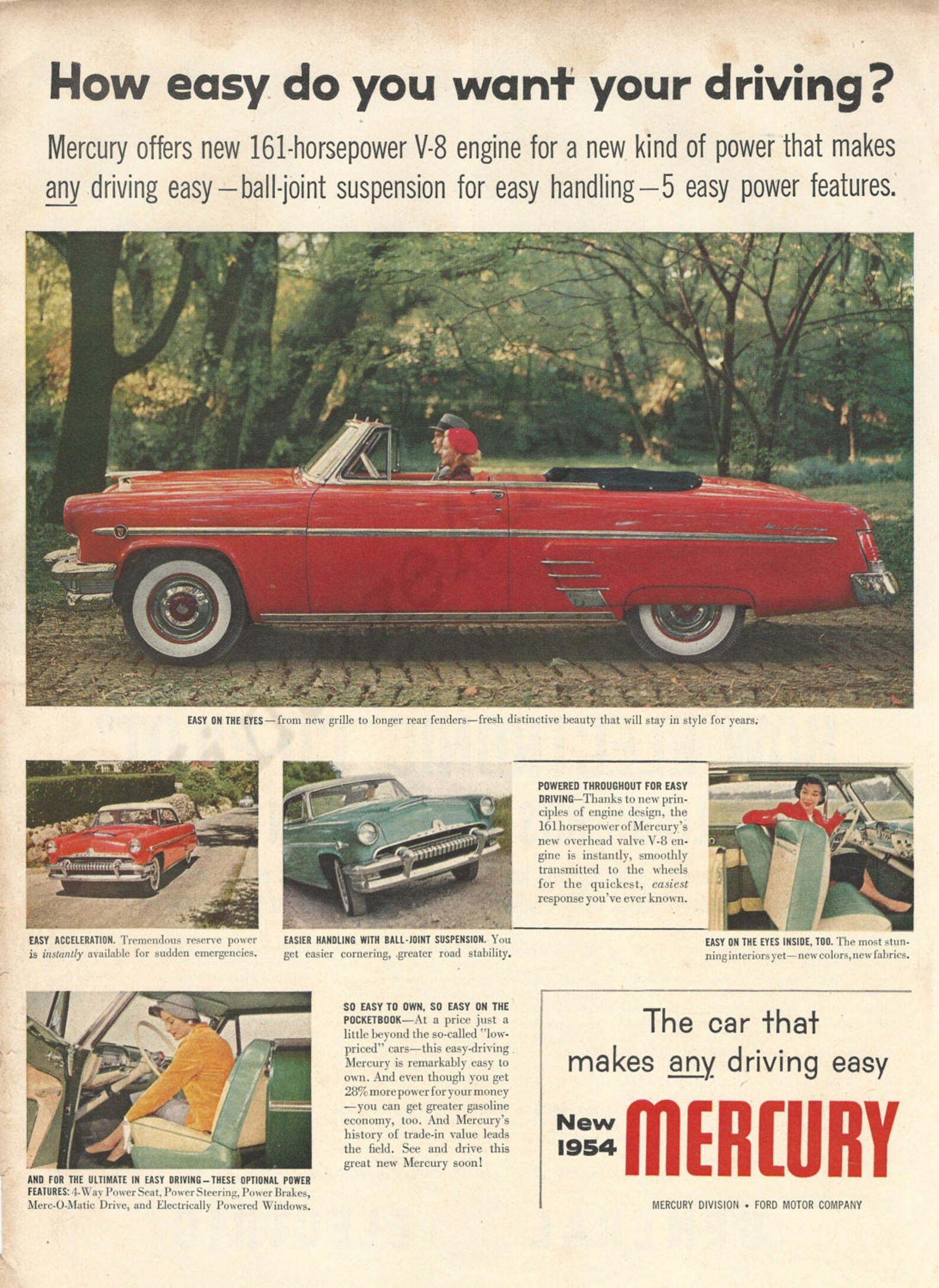 MERCURY AUTOMOBILE Original 1954 Vintage Extra Large Color - Etsy