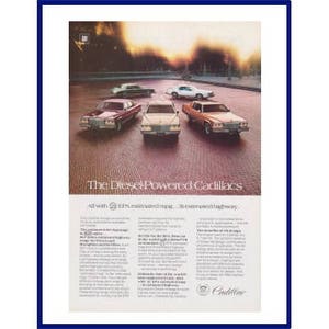 CADILLAC AUTOMOBILE Original 1980 Vintage Color Print Advertisement - 1980 Diesel Cadillacs: Fleetwood Brougham, DeVille, Seville, Eldorado
