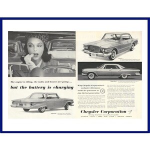 1961 CHRYSLER AUTOMOBILES Original 1960 Vintage Extra Large de página dupla impresso em preto e branco Anúncio - Plymouth * Dodge Dart * Valiant