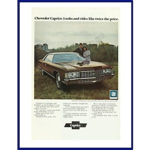 CHEVROLET CAPRICE Automobile Original 1971 Vintage Color Print Advertisement - Brown 4-Door Car &quot;Looks and Rides Like Twice the Price.&quot;