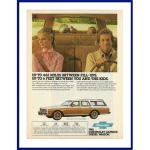 1981 CHEVROLET CAPRICE Diesel Station Wagon Original 1980 Vintage Color Print Advertisement - &quot;Up To 462 Miles Between Fill-Ups.&quot;