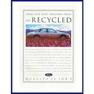 FORD SYNTHESIS 2010 Concept Car Original 1995 Vintage Color Print Advertisement - &quot;Seems Our Most Original Ideas Are Recycled.&quot;