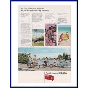 BERMUDA Original 1968 Vintage Color Print Advertisement &quot;You Can&#39;t Rent A Car In Bermuda. But You Wouldn&#39;t Want It Any Other Way.&quot;