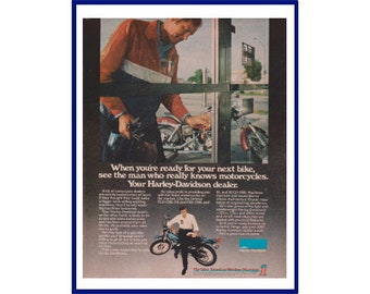 HARLEY-DAVIDSON Motorcycles Original 1976 Vintage Color Print Advertisement - Harely-Davidson Dealership / Dealer
