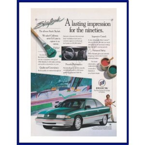 BUICK SKYLARK AUTOMOBILE Original 1992 Vintage Color Print Advertisement - Green 2-Door Car &quot;A Lasting Impression For The Nineties&quot;
