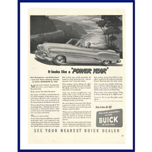 BUICK ROADMASTER AUTOMOBILE Original 1952 Vintage Extra Large Black & White Print Advertisement - It Looks Like A &quot;Power Year&quot;