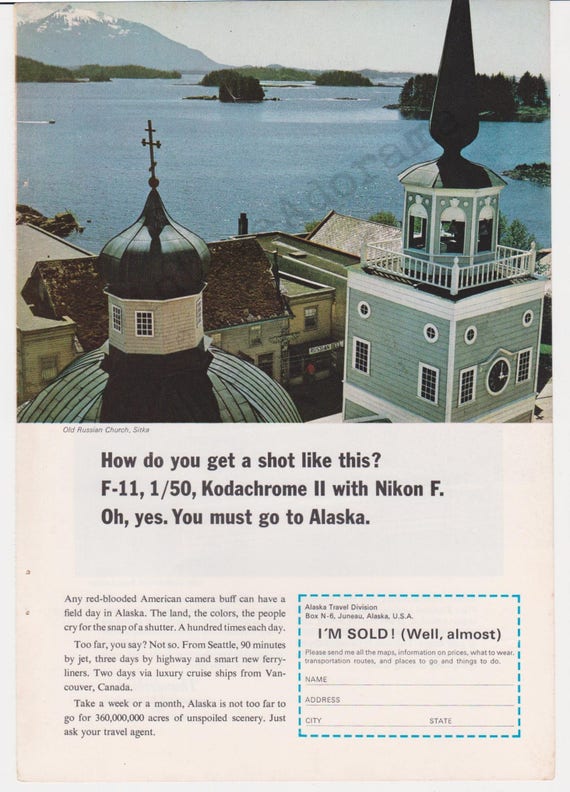 ALASKA Original 1966 Vintage Color Print Advertisement Old 