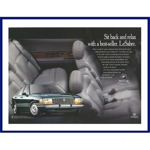 BUICK LeSABRE AUTOMOBILE Original 1996 Vintage Color Print Advertisement - Green 4-Door Car &quot;Sit Back And Relax With A Best-Seller. LeSabre&quot;