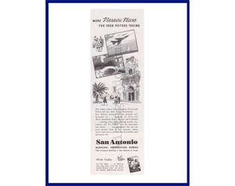 SAN ANTONIO, TEXAS Original 1956 Vintage Black & White Print Advertisement "More Pleasure Places For Your Picture Taking" Air Force Bases