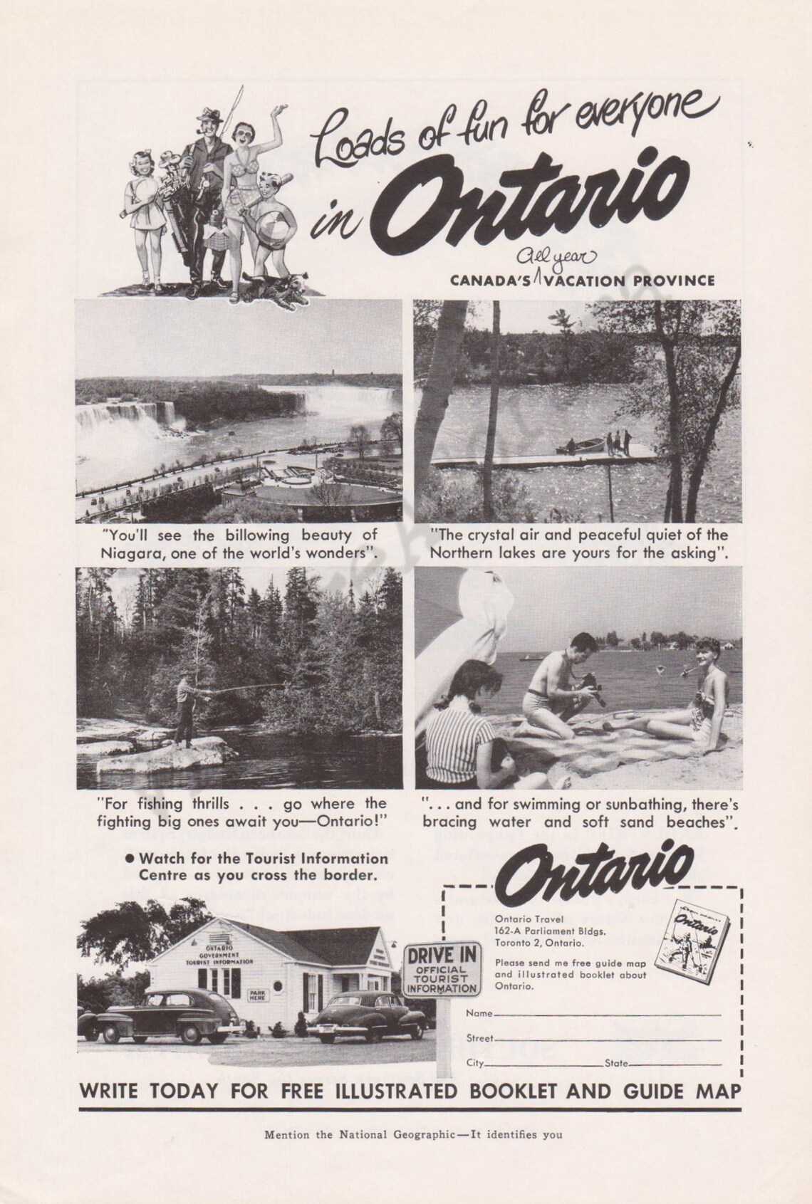 1959 ONTARION permis de pêche non-résident - Pêche Canada