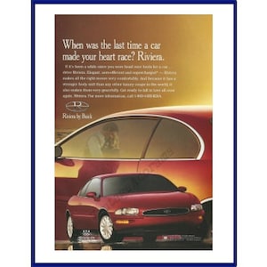 BUICK RIVIERA Anuncios impresos vintage originales de 1996 / Diferentes tamaños &quot;¿Cuándo fue la última vez que un automóvil aceleró su corazón? Riviera&quot;.
