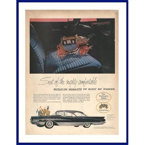 FISHER BODY / 1960 Buick Electra 225 Riviera Automobile Original 1959 Vintage Extra Large Advertisement &quot;Seat Of The Mighty Comfortable&quot;