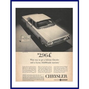 CHRYSLER NEWPORT AUTOMOBILE Original 1963 Vintage Extra Large Black & White Print Advertisement - 4-Door Full-Size Sedan Car