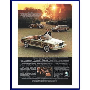 CHRYSLER LeBaron Town & Country Convertible Automobile Original 1983 Vintage Color Print Advertisement - Ricardo Montalban