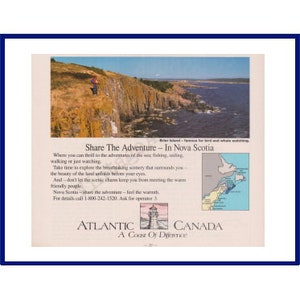NOVA SCOTIA CANADA Viajes & Turismo Original 1991 Vintage Color Print Anuncio - Brier Island Atlantic Coast