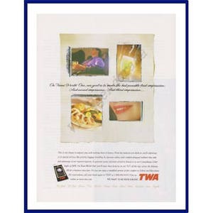 TWA / Trans World Airlines Original 1997 Vintage Color Print Advertisement - Trans World One / Business Class