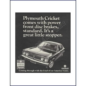 PLYMOUTH CRICKET AUTOMOBILE Original 1972 Vintage Print Advertisement - Economy Car
