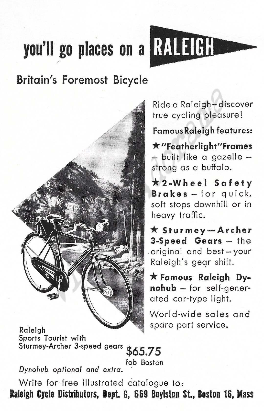 Panneau Publicitaire Vintage Raleigh - Plaque Métal 15x20cm, Style Années 1950, UK