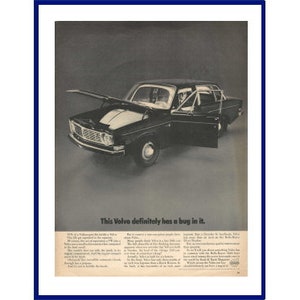 VOLVO AUTOMOBILE Original 1969 Vintage extra große Print Werbung "Dieser Volvo hat definitiv einen Käfer darin." Volkswagen Käfer