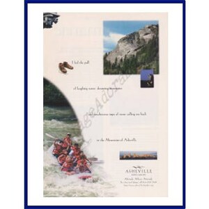 ASHEVILLE NORTH CAROLINA Original 1997 Vintage Farbe Printwerbung - Wildwasserfahrt &quot;Höhe beeinflusst Haltung&quot;