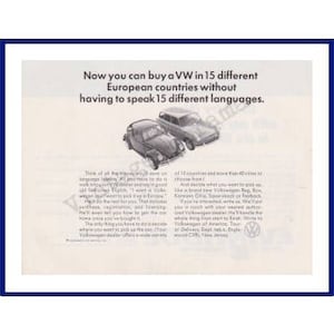VW / VOLKWAGEN Automobiles Original 1967 millésime Imprimer Publicité - European Tourist Delivery Program