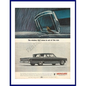 MERCURY MONTEREY AUTOMOBILE Original 1963 Vintage Extra Large Color Print Advertisement &quot;The Window That Came In Out Of The Rain&quot;