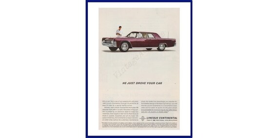 1962 LINCOLN CONTINENTAL AUTOMOBILE Original 1961 Vintage Color
